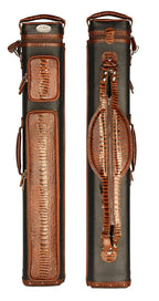 Castillo Black Leather with Cognac Ostrich Leg Accent 3x5 Hard Leather Pool Cue Case