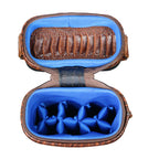 Castillo Black Leather with Cognac Ostrich Leg Accent 3x5 Hard Leather Pool Cue Case