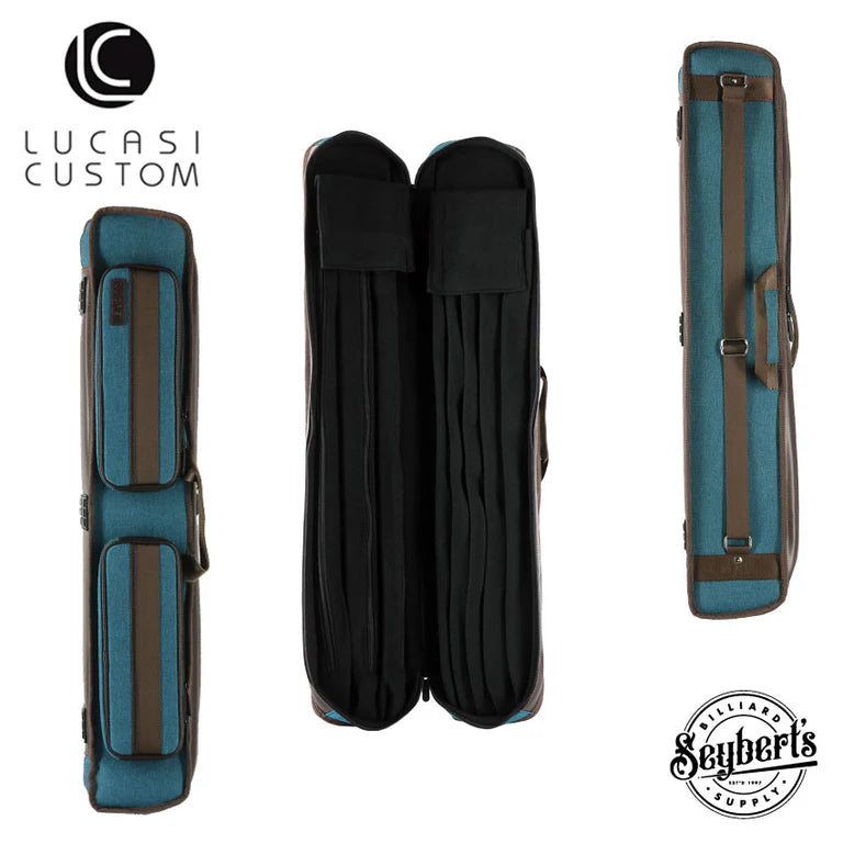 Lucasi Blue and Brown 3x5 Soft Pool Cue Case