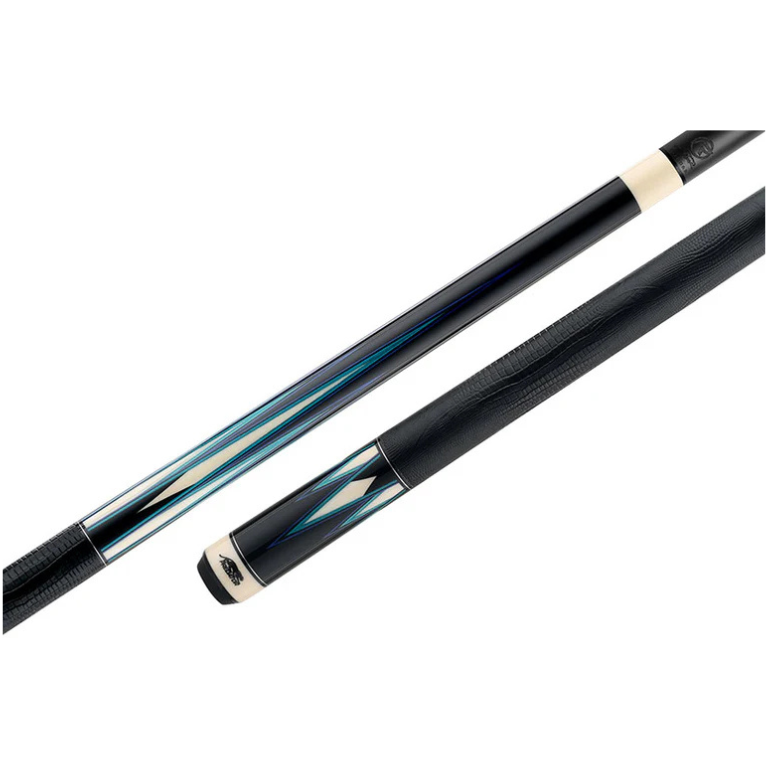 Predator Truesplice 16 Ebony Forearm with Green and Yellow Veneers Pool Cue with Lizard Wrap - Radial