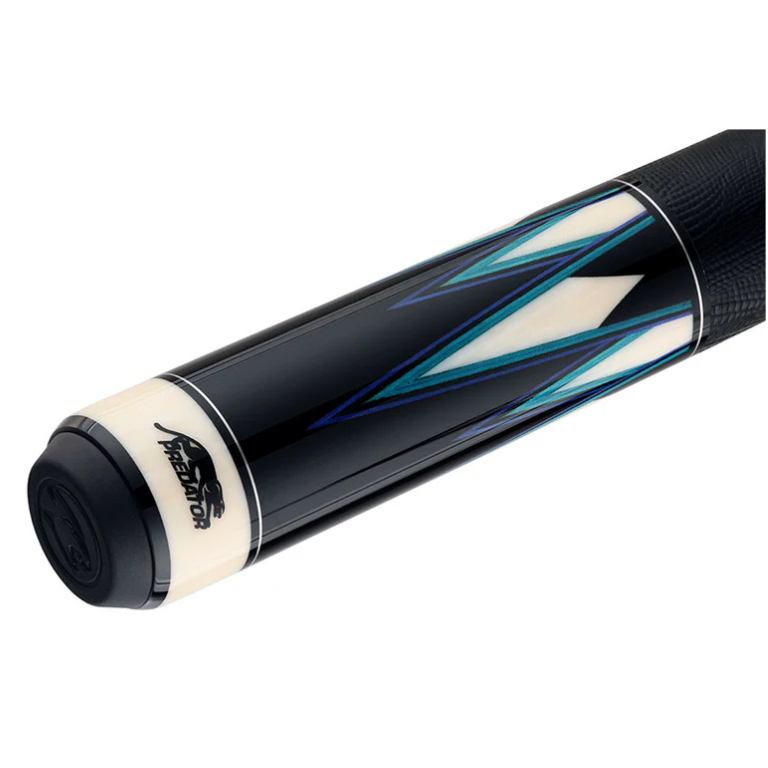 Predator Truesplice 16 Ebony Forearm with Green and Yellow Veneers Pool Cue with Lizard Wrap - Radial