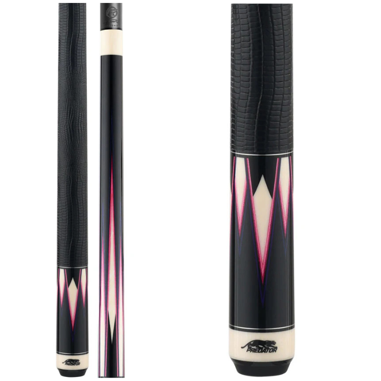 Predator Truesplice 16 Ebony Forearm with Green and Yellow Veneers Pool Cue with Lizard Wrap - Radial