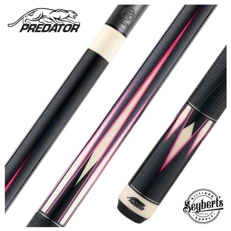 Predator Truesplice 16 Ebony Forearm with Green and Yellow Veneers Pool Cue with Lizard Wrap - Radial