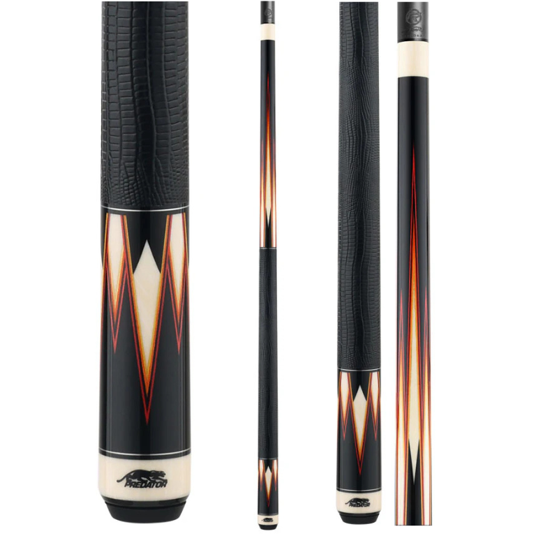 Predator Truesplice 16 Ebony Forearm with Green and Yellow Veneers Pool Cue with Lizard Wrap - Radial
