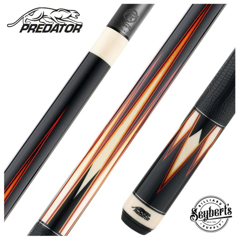 Predator Truesplice 16 Ebony Forearm with Green and Yellow Veneers Pool Cue with Lizard Wrap - Radial