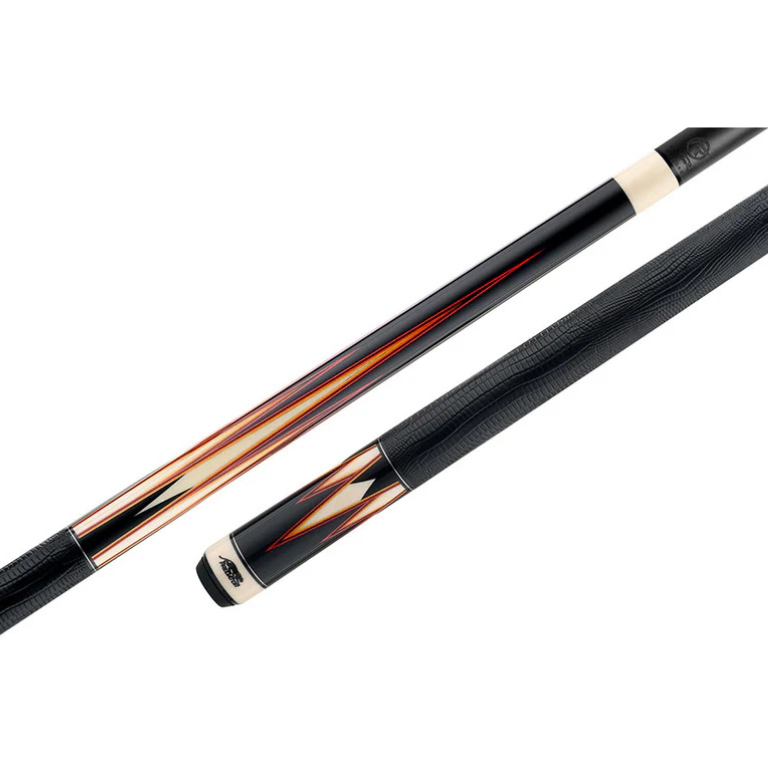 Predator Truesplice 16 Ebony Forearm with Green and Yellow Veneers Pool Cue with Lizard Wrap - Radial