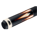 Predator Truesplice 16 Ebony Forearm with Green and Yellow Veneers Pool Cue with Lizard Wrap - Radial