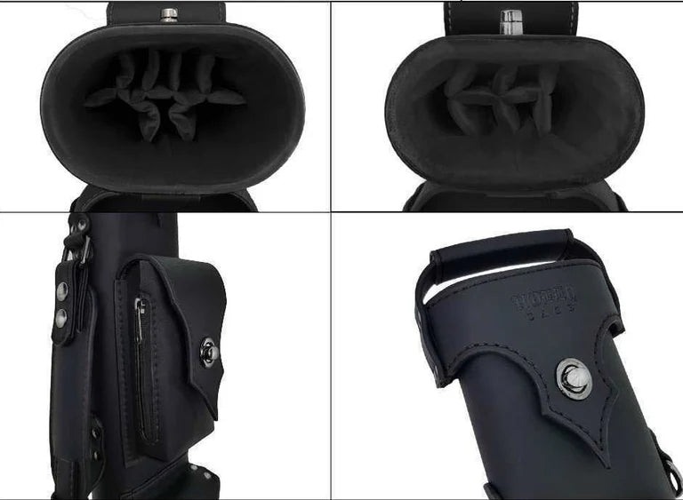 Holly Monochrome Stitched Black 2x4 Pool Cue Case