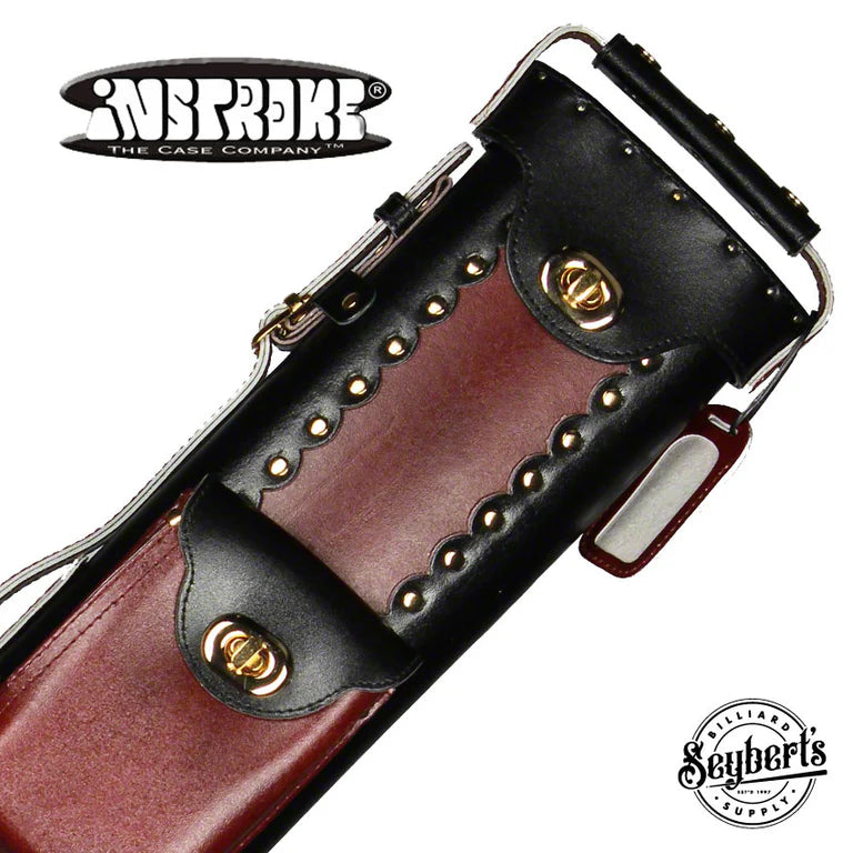 Instroke Geo Leather Black/Burgundy 2x3 Pool Cue Case
